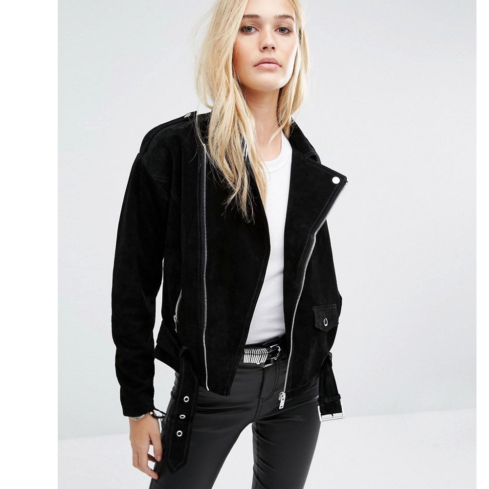 ASOS Noisy May suede biker jacket